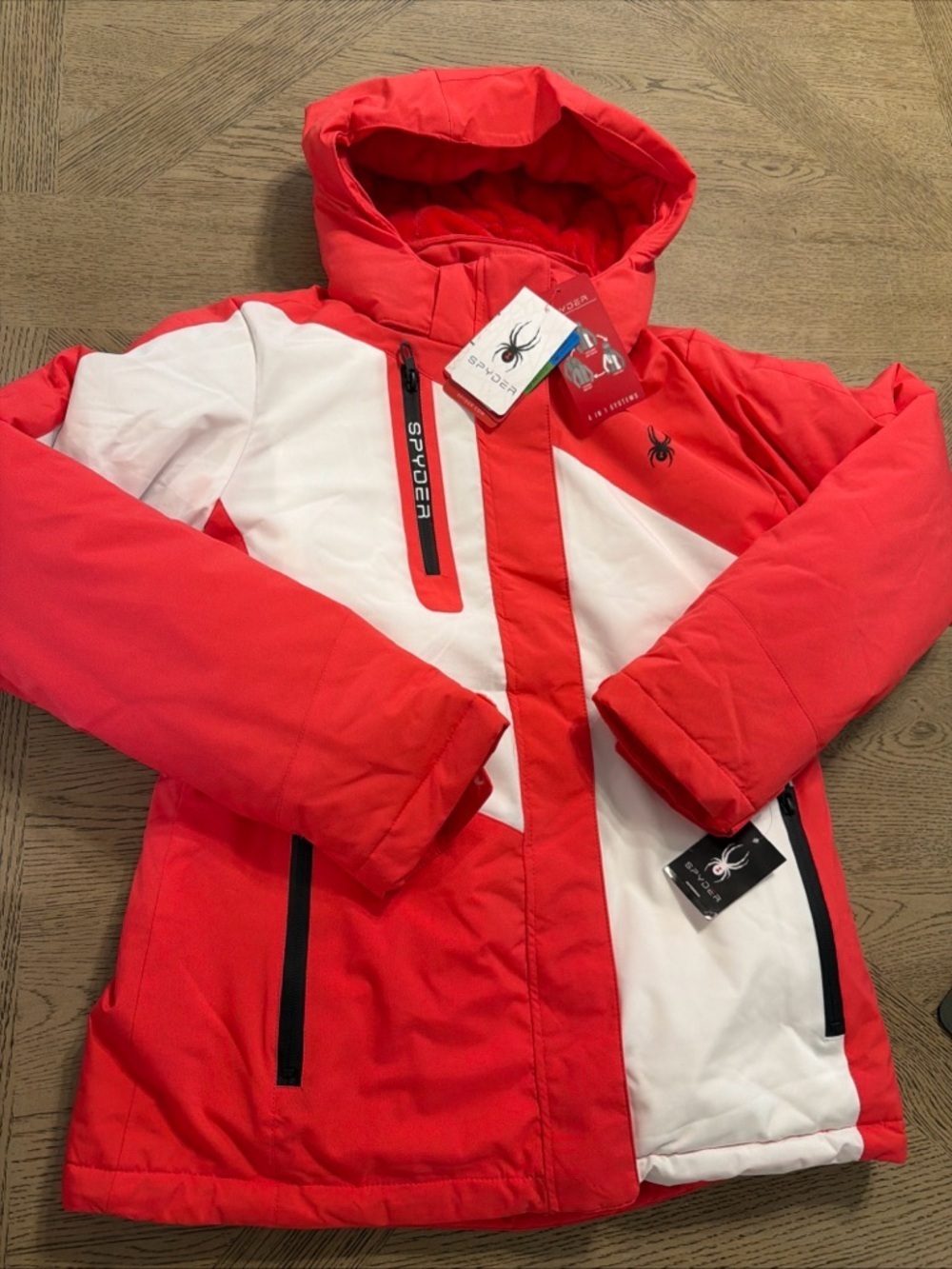 Spyder Woman Ski Jacket Faux Fur Insulated 4 in 1 Puffer Reversible
